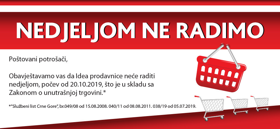 Obavještenje o radnom vremenu